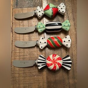 MacKenzie-Childs Christmas Canapé Butter Knives Spreaders set of 4 NWOT